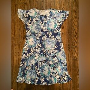 Floral Blue and White Kids Dress